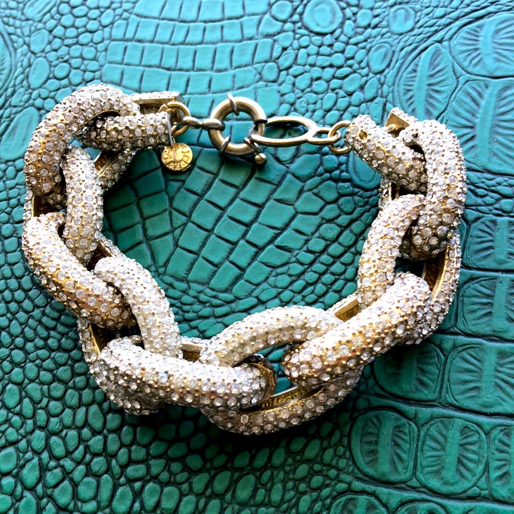🌟EUC J CREW CHUNKY LINK PAVE BRACELET ✨
